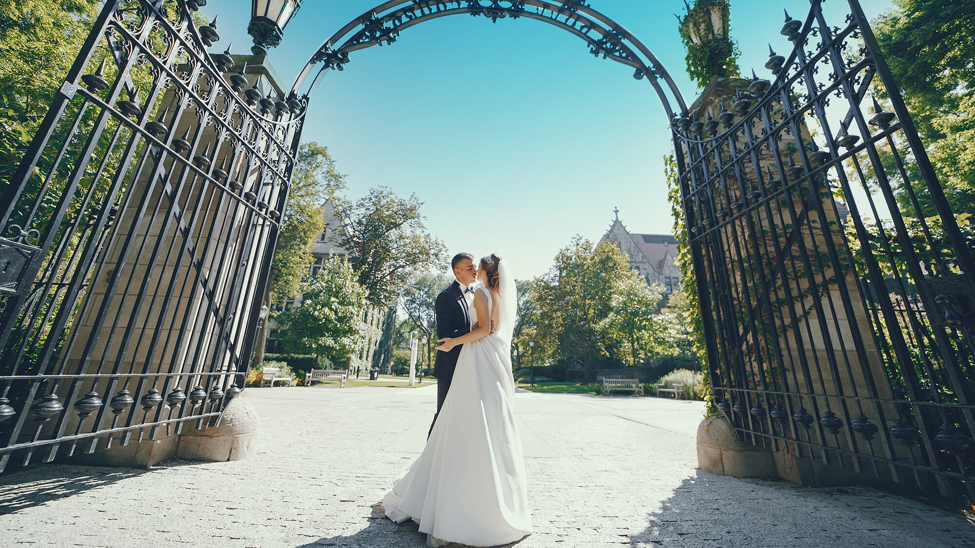 Wedding couple at an Endive-catered celebration